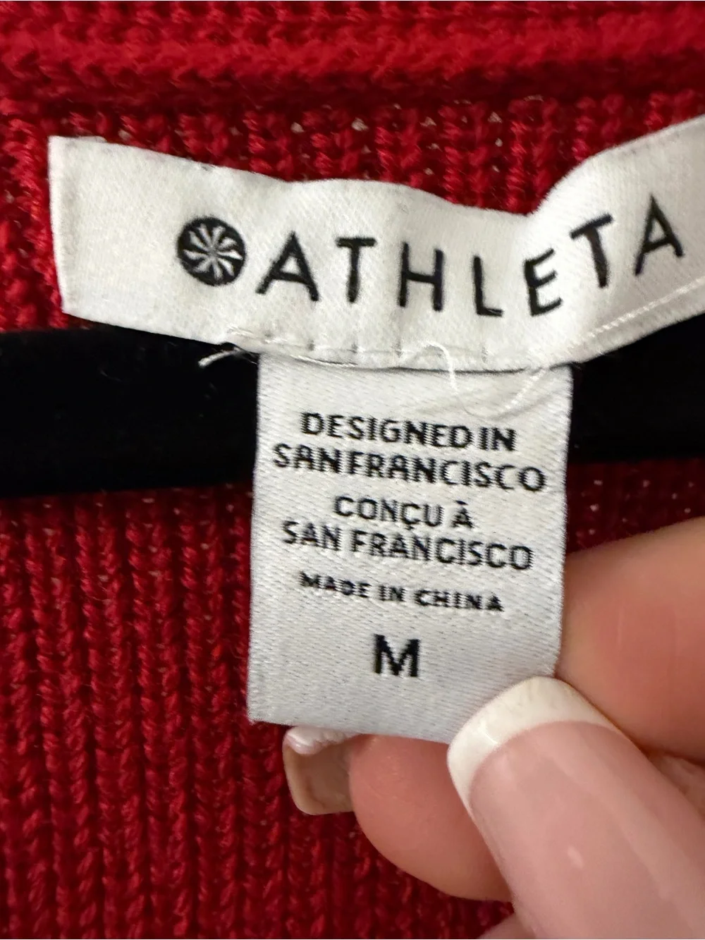 Athleta Red V-Neck Ribbed Sweater - Picture 6 of 9